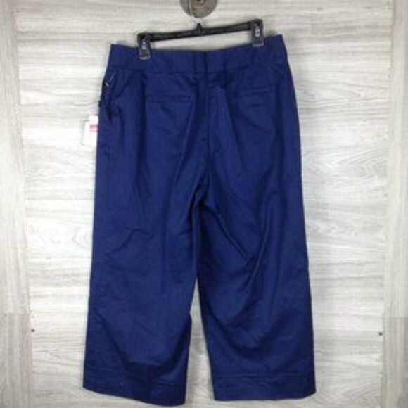 Laundry by Shelli Segal Twill Widel Leg Crop blue Pants size 14 - Picture 2 of 6